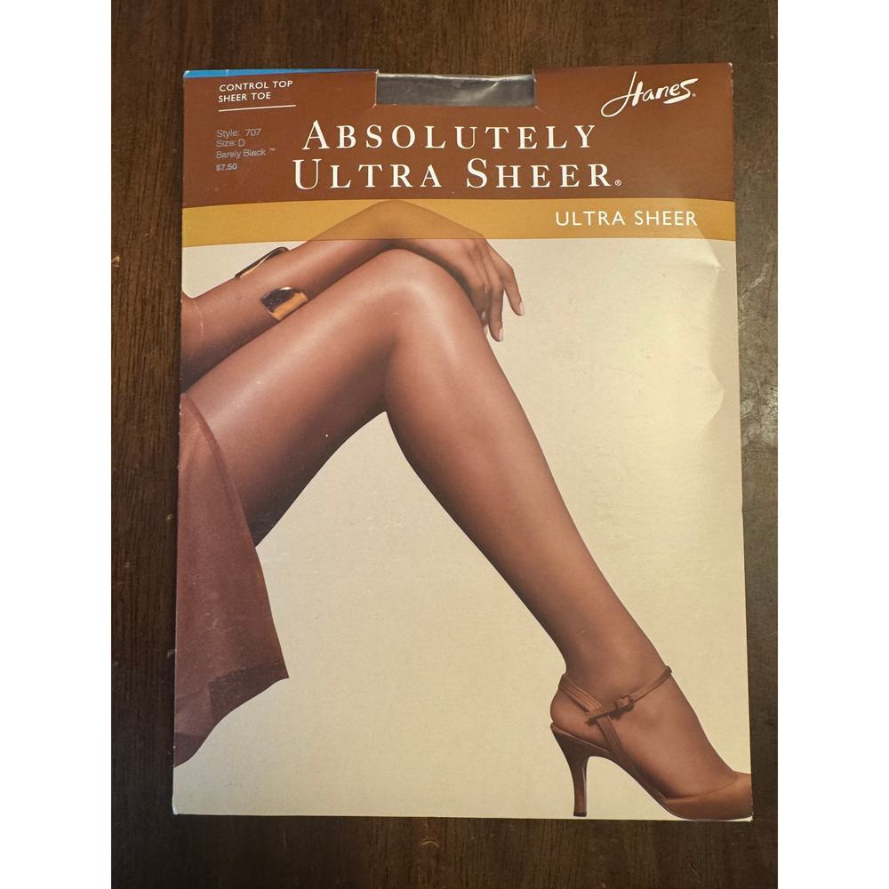 Hanes Absolutely ultra sheer pantyhose style 707 size D in Barely Black NIP